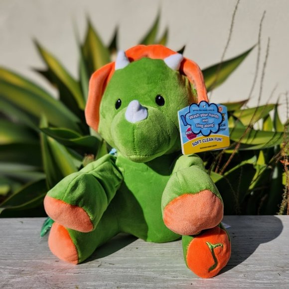 NEW 11" Dinosaur Plush Stuffed Animal EASTER Basket Gift Musical Triceratops NWT - Picture 1 of 5